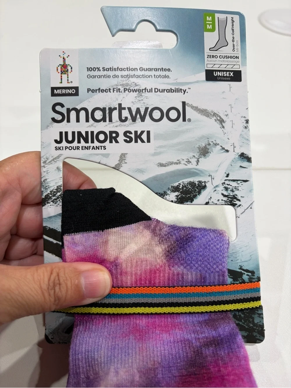 SmartWool Boys Girls Kids Medium Tie Dye Print Zero Cushion Ski Socks Purple NWT
